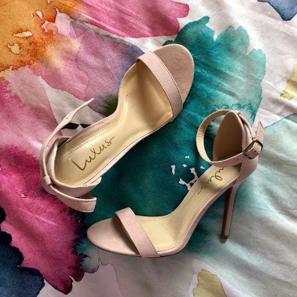 Lulus Blush Suede Ankle Strap Heels - Picture 2 of 3